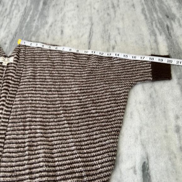 Pink Rose Brown and Cream Striped Open Front Cardigan Sweater Woman's Size Small - Picture 8 of 10